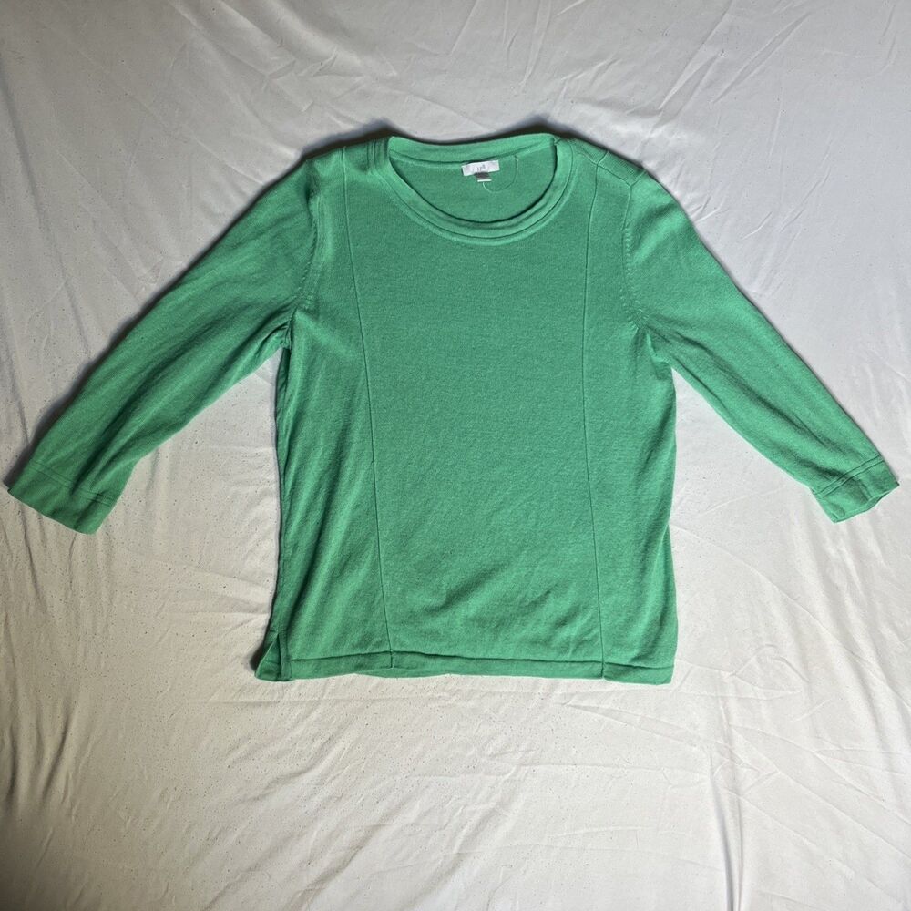 J.Jill Women's Green 3/4 Sleeve Linen Blend Shirt - S